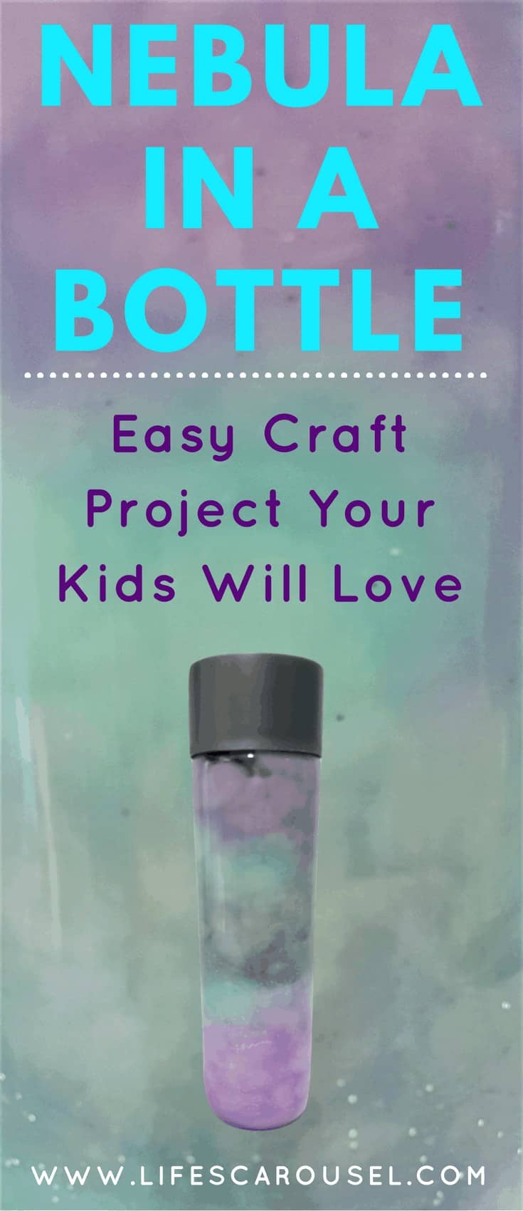 Nebula in a Bottle | DIY Nebula in a Bottle - make your own mini galaxy in a bottle. Quick & easy kids project. Just uses - cotton wool, paint, glitter and water!