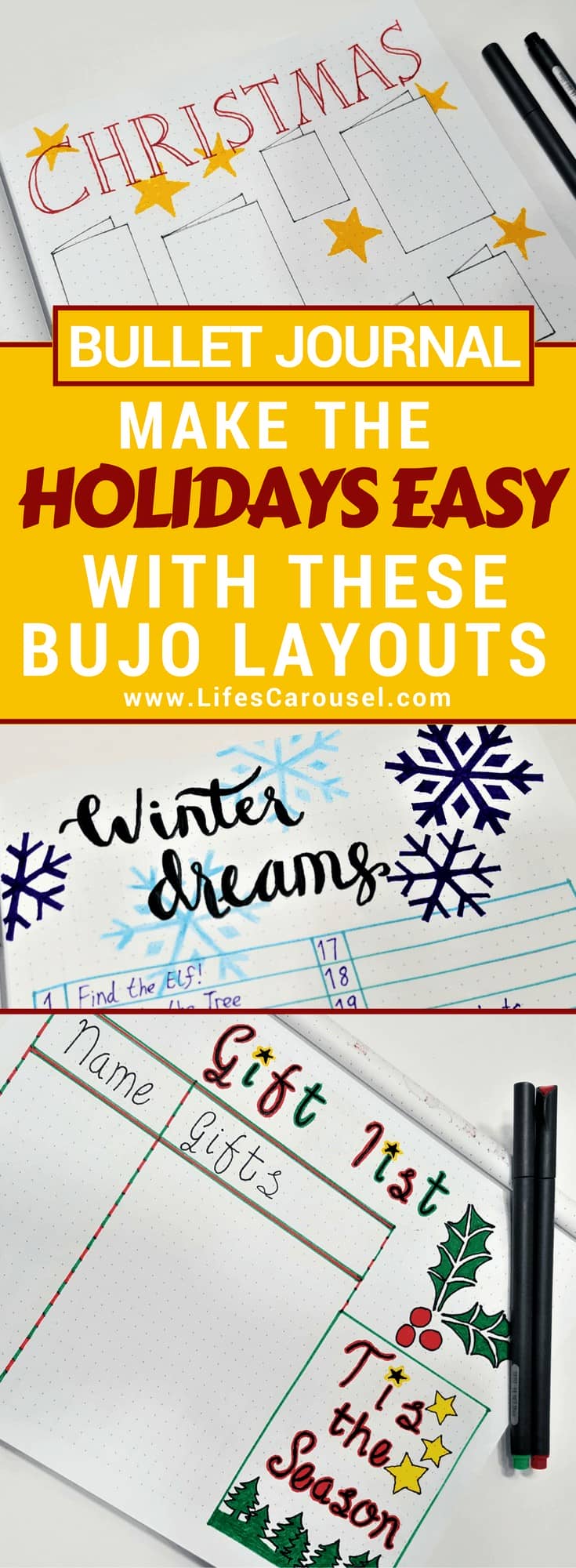 Christmas Bullet Journal | Getting ready for December and the Holiday Season with these useful Christmas BuJo spreads! Keep organized and stay sane this holiday season with Bullet Journals!