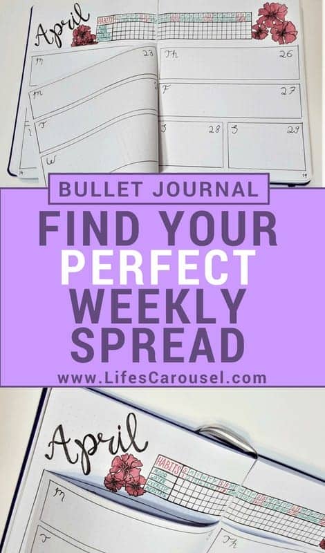 Weekly Bullet Journal Spread – Finding the Perfect Weekly Layout | Weekly Spread ideas, layouts, simple and minimalist ideas. Perfect for work or school. Dutch door and half page designs!