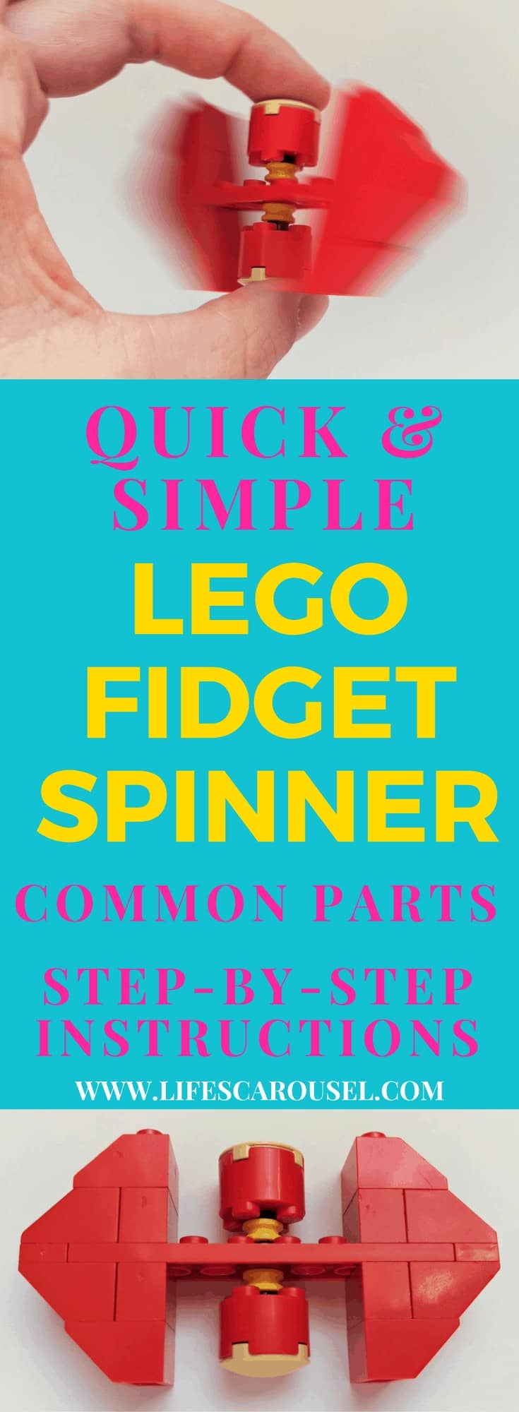 DIY Lego Fidget Spinner | Super simple Lego Fidget Spinner that you can make with common parts. Simple to follow step by step instructions (with photos!). Your kids will love this!