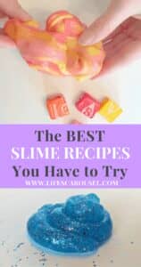 BEST Slime Recipes | A selection of the Best Slime Recipes to try with your child. Fun and easy kids activity to help keep your little one amused. Includes Borax and Glue Free Recipes!
