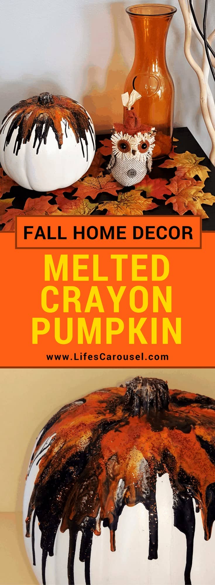 Fall Melted Crayon Pumpkin | Unique Pumpkin Decoration Perfect for Fall or Halloween Decor