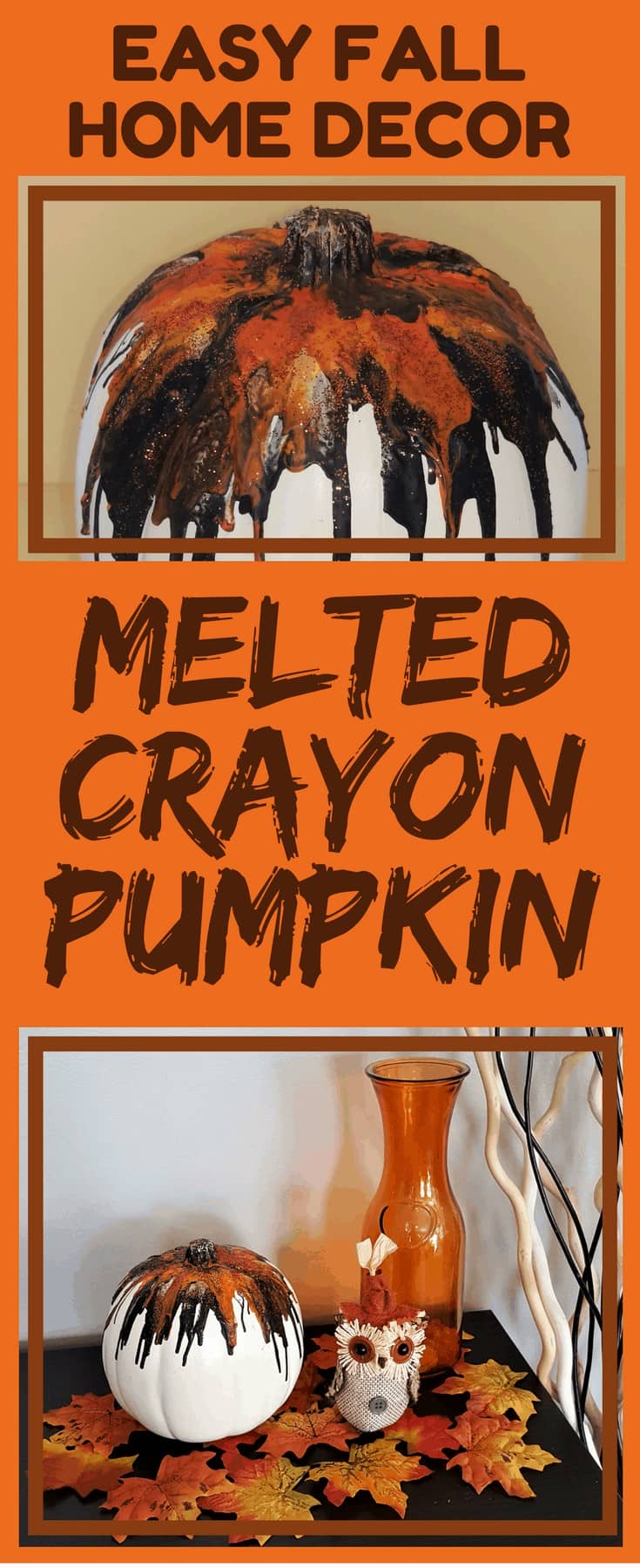 Fall Melted Crayon Pumpkin | Unique Pumpkin Decoration Perfect for Fall or Halloween Decor