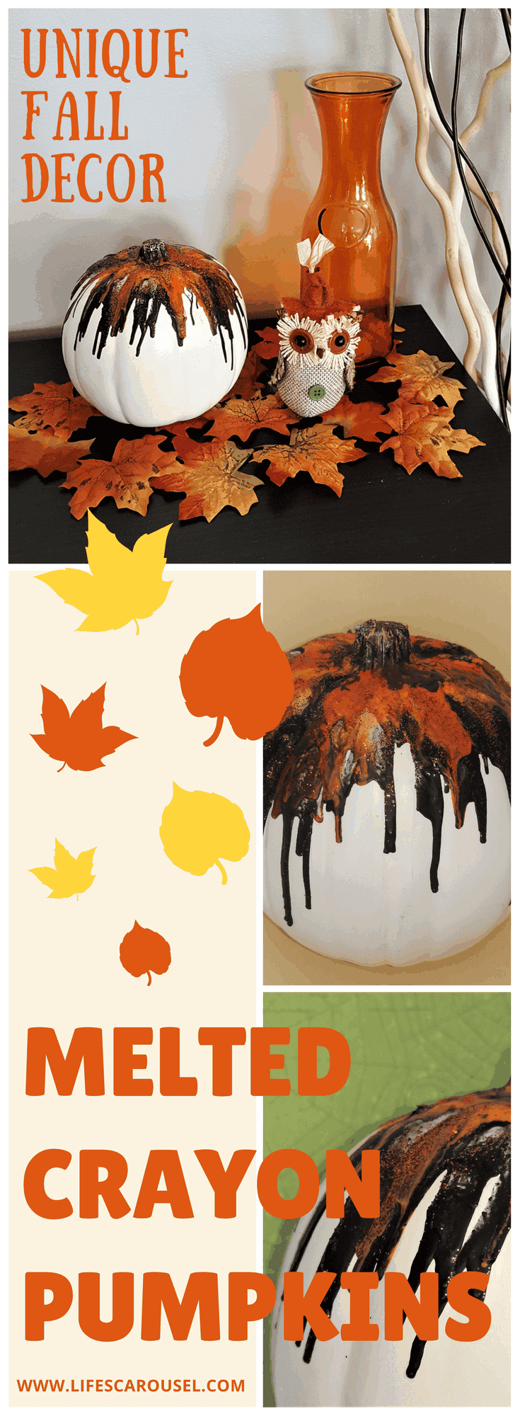 Fall Melted Crayon Pumpkin | Unique Pumpkin Decoration Perfect for Fall or Halloween Decor
