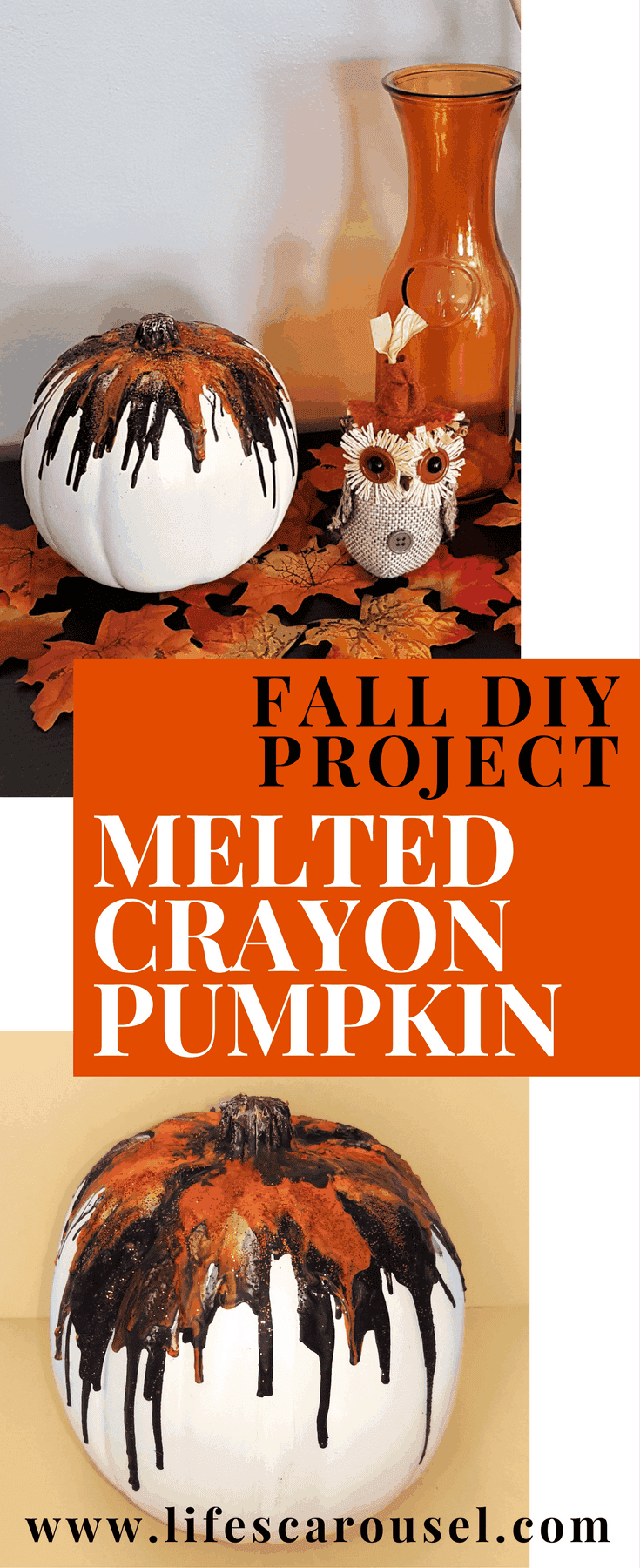 Fall Melted Crayon Pumpkin | Unique Pumpkin Decoration Perfect for Fall or Halloween Decor