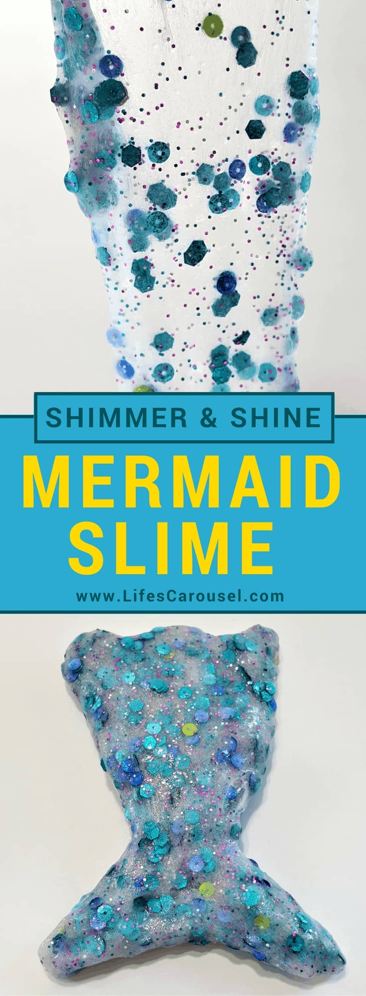 Mermaid Slime - Slimmer & Shine Slime | Mermaid Slime is the ultimate glitter slime! It has a wonderfully unique and fun texture. Using a clear slime base makes this an easy and fun kids craft!
