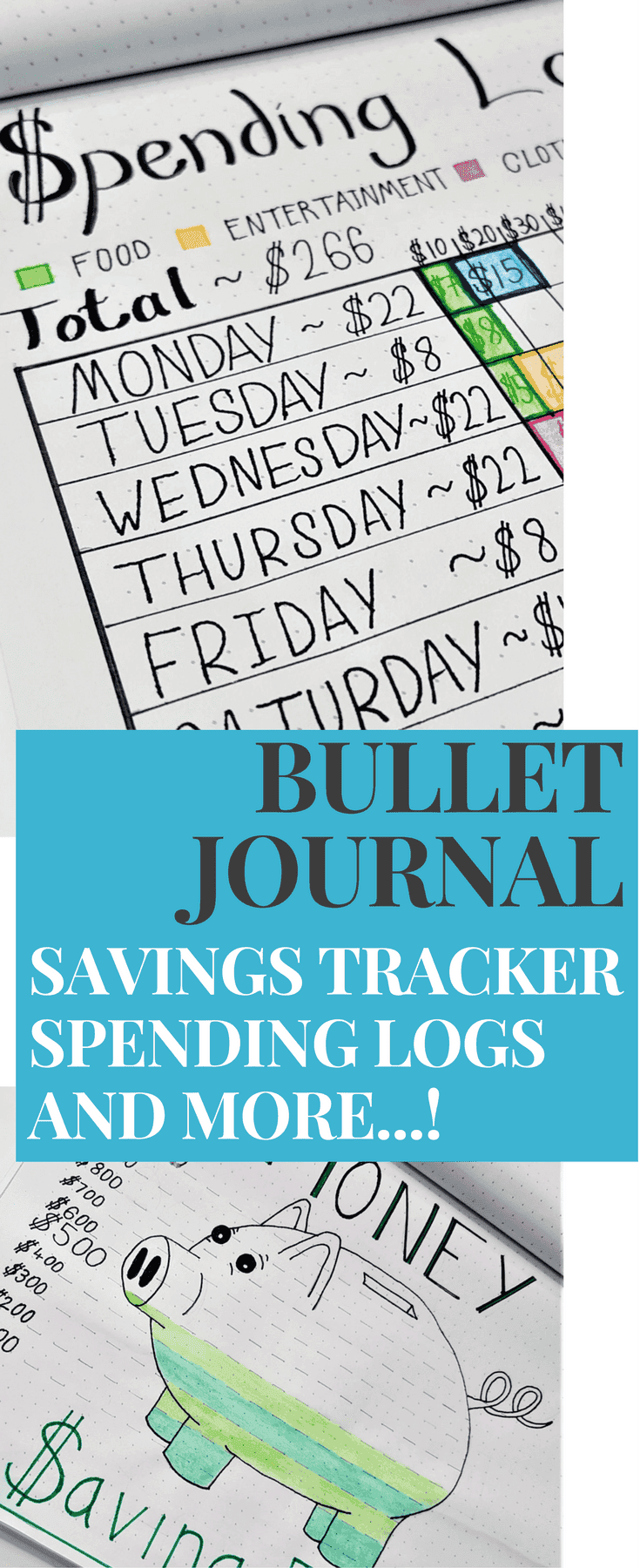Bullet Journal Budget Tracker & More | Awesome ways to use your bullet journal as a savings tracker, money layouts, spending log spread and more. Get your finances in order with your Bujo!