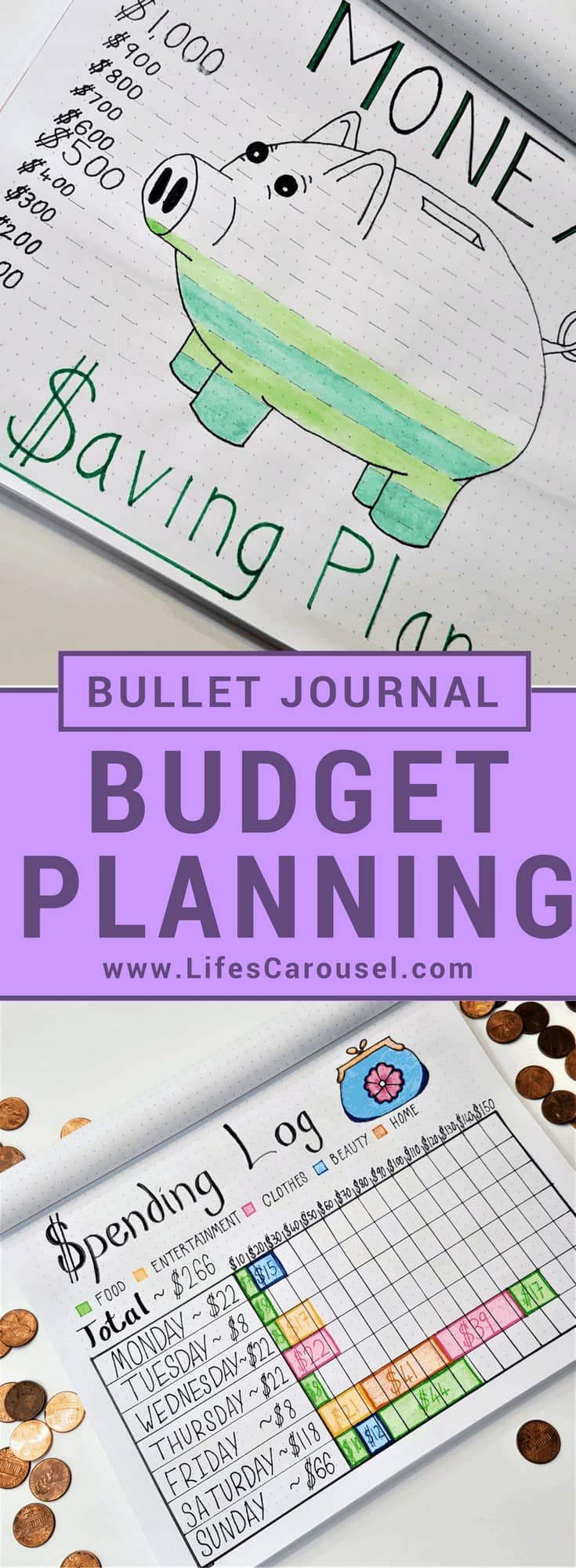 Bullet Journal Budget Planning & More | Awesome ways to use your bullet journal as a savings tracker, money layouts, spending log spread and more. Get your finances in order with your Bujo!