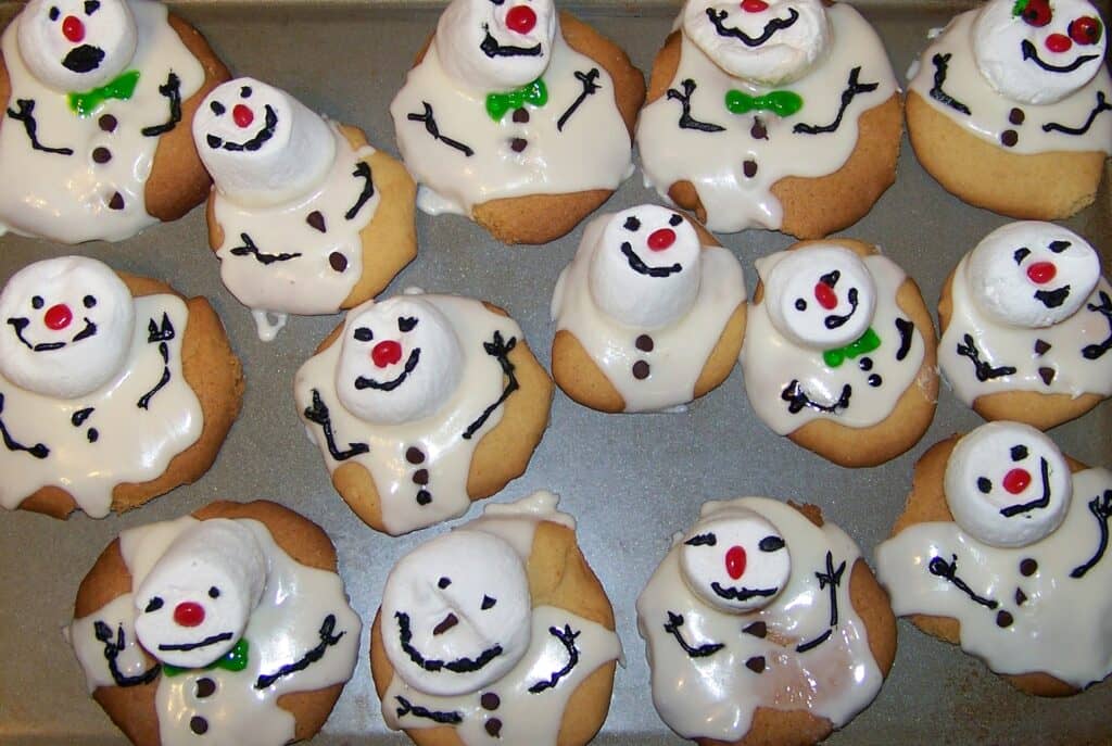 Fun winter activities with kids include making melted snowman cookies